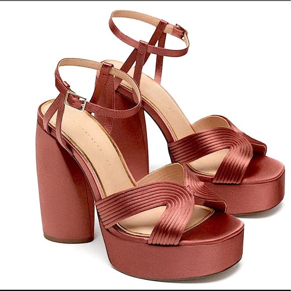 Zara chunky heel satin platforms